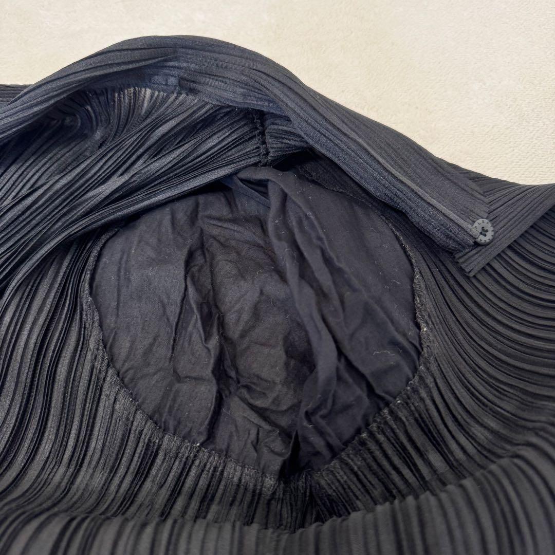 美品✨PLEATS PLEASE ブラック　異種素材　シャツ　半袖　ボタン