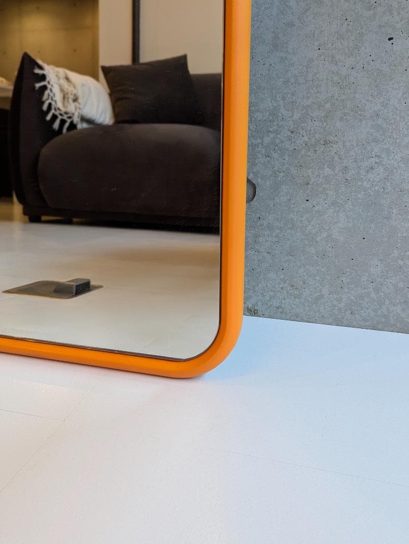 全身 ミラー オレンジ フレーム 自立式 フロア 鏡