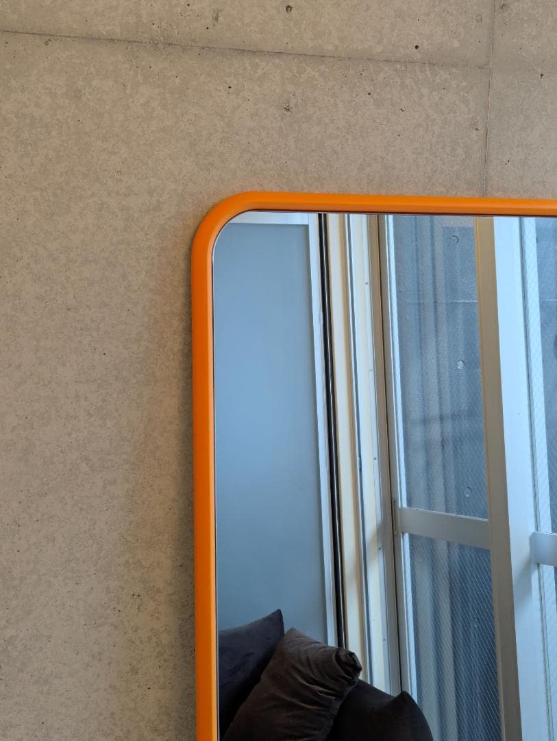 全身 ミラー オレンジ フレーム 自立式 フロア 鏡