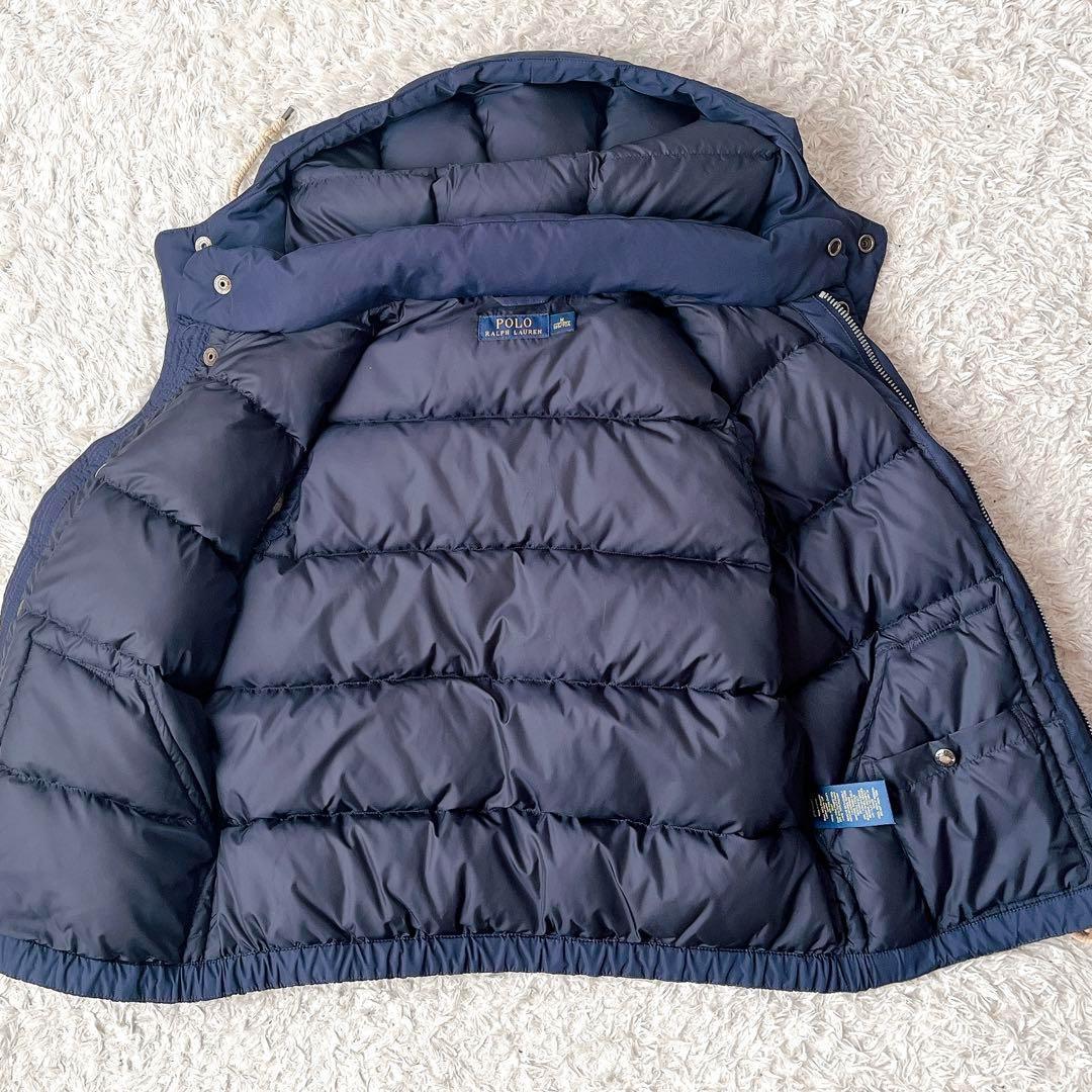 【美品】ポロラルフローレン☆ダウンベスト ポニー刺繍 紺ネイビー レディースM
