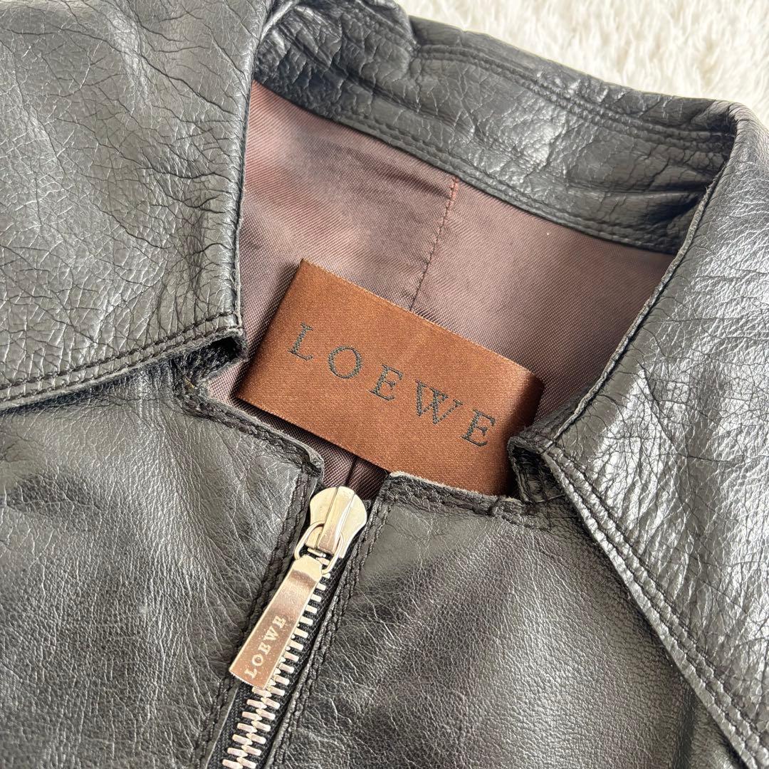 希少 LOEWE ゴートレザージャケット ケープ ダブルジップ黒 M38サイズ
