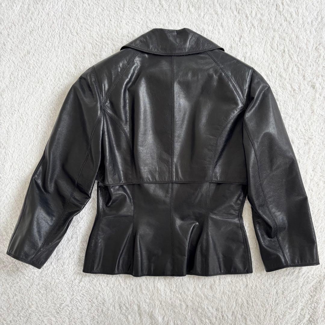 希少 LOEWE ゴートレザージャケット ケープ ダブルジップ黒 M38サイズ