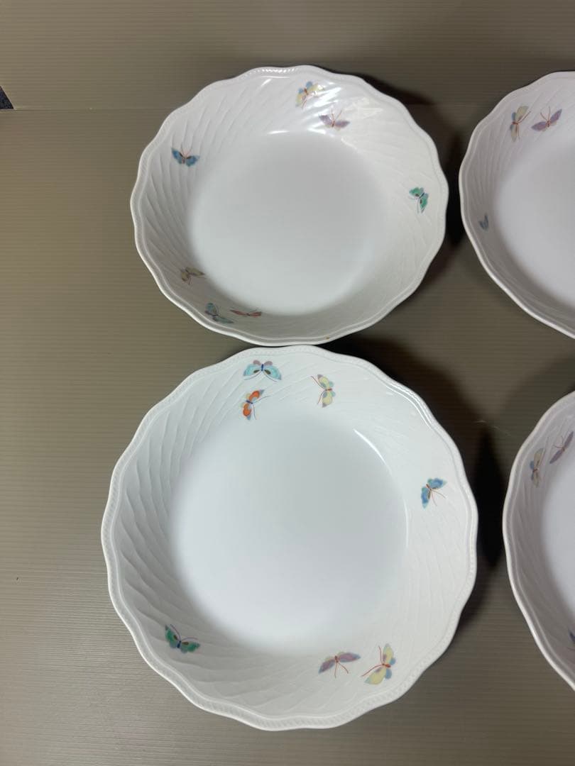 2926深川製磁　蝶文　皿　6客　未使用