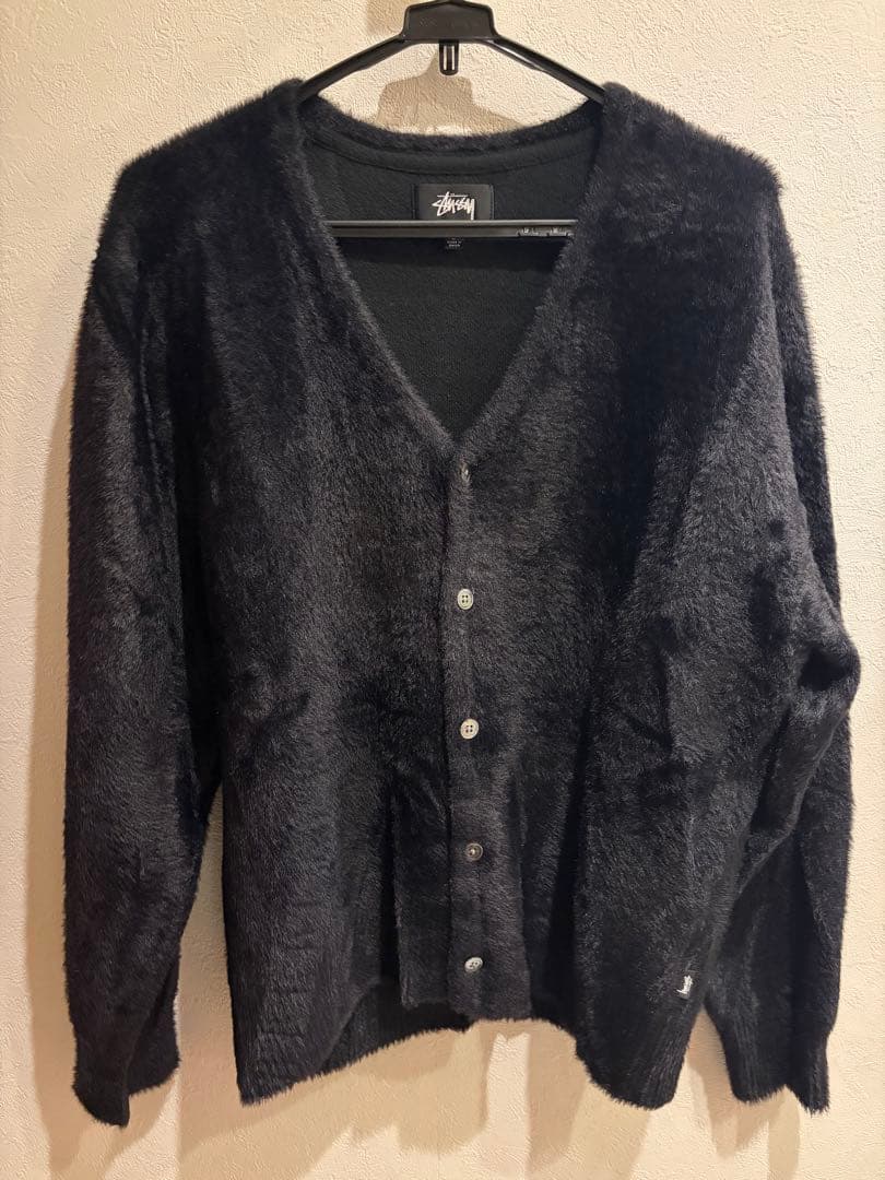 Stussy シャギーカーディガン　ブラック