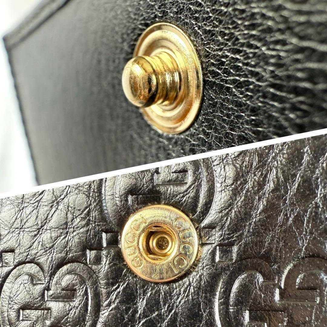 GUCCI グッチ グッチシマ レザー 二つ折り 財布 札入れ 小銭入れ 黒