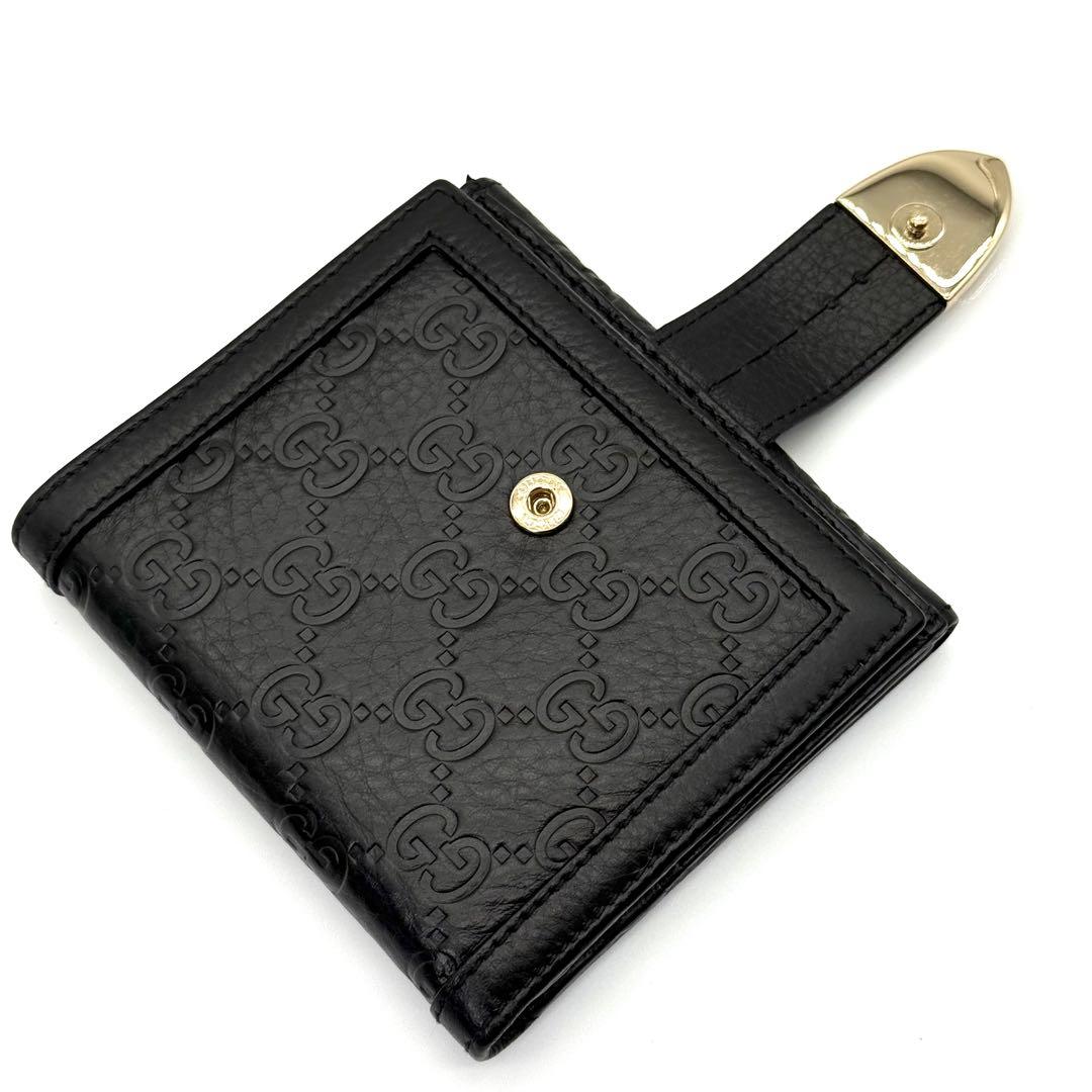 GUCCI グッチ グッチシマ レザー 二つ折り 財布 札入れ 小銭入れ 黒