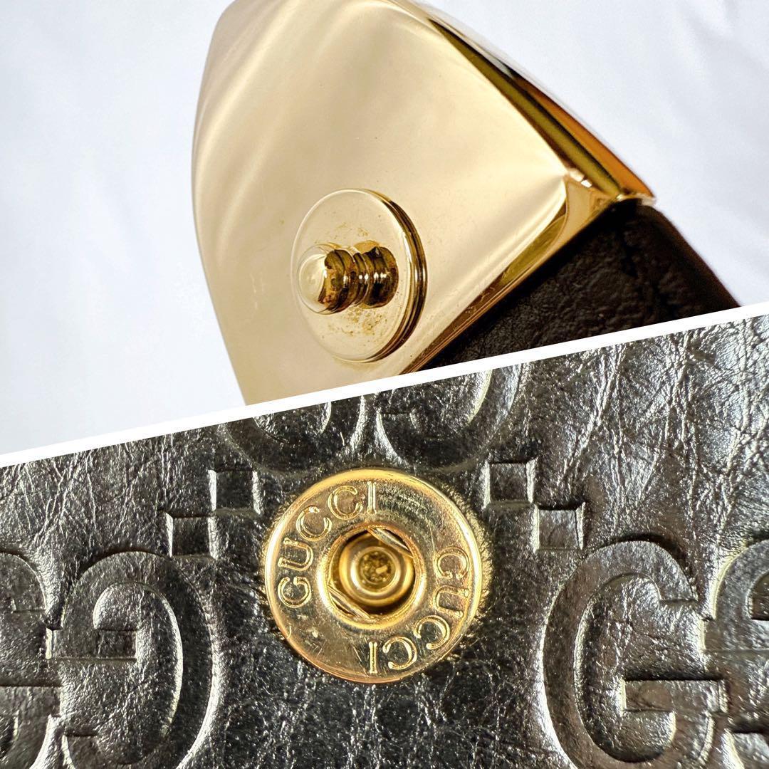 GUCCI グッチ グッチシマ レザー 二つ折り 財布 札入れ 小銭入れ 黒