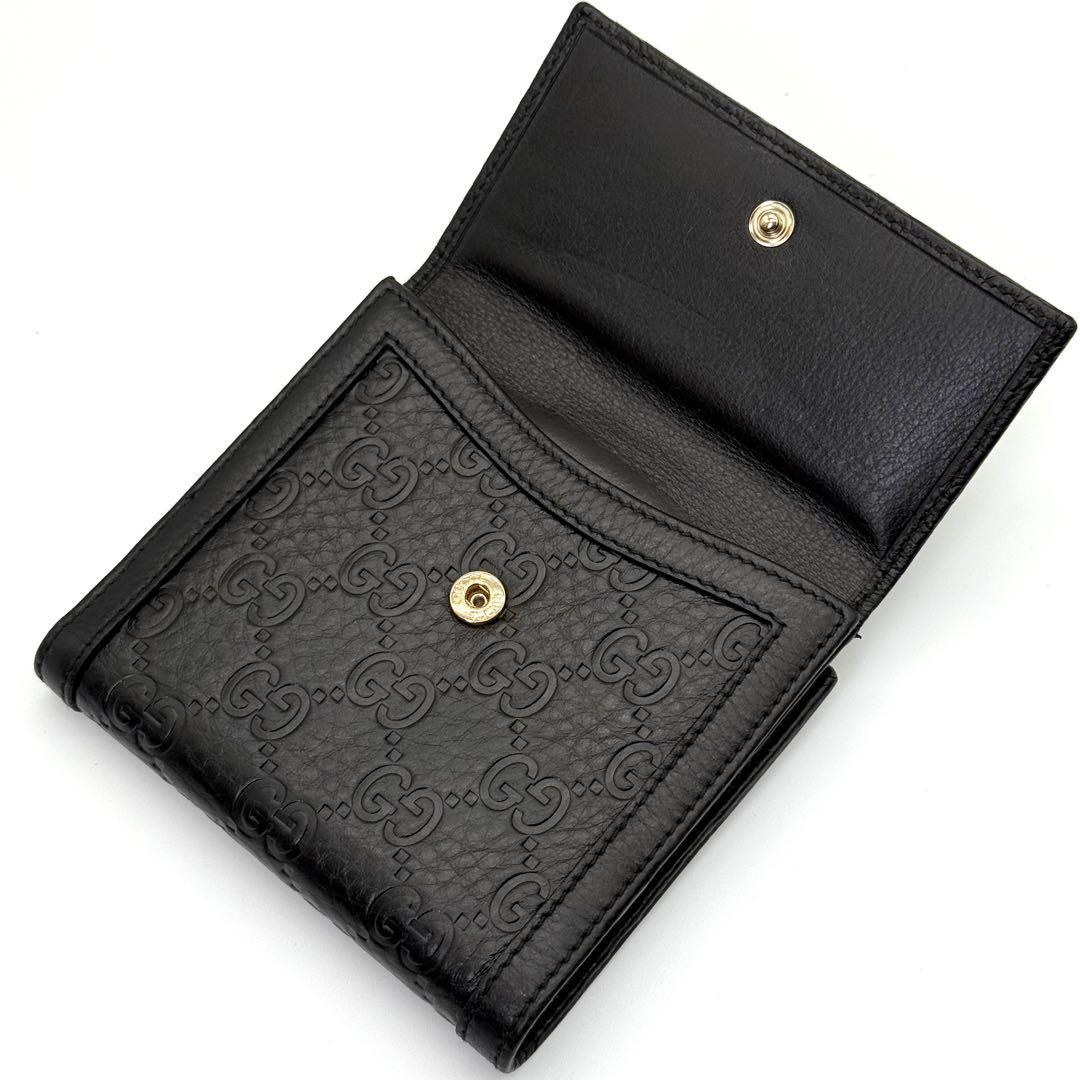 GUCCI グッチ グッチシマ レザー 二つ折り 財布 札入れ 小銭入れ 黒
