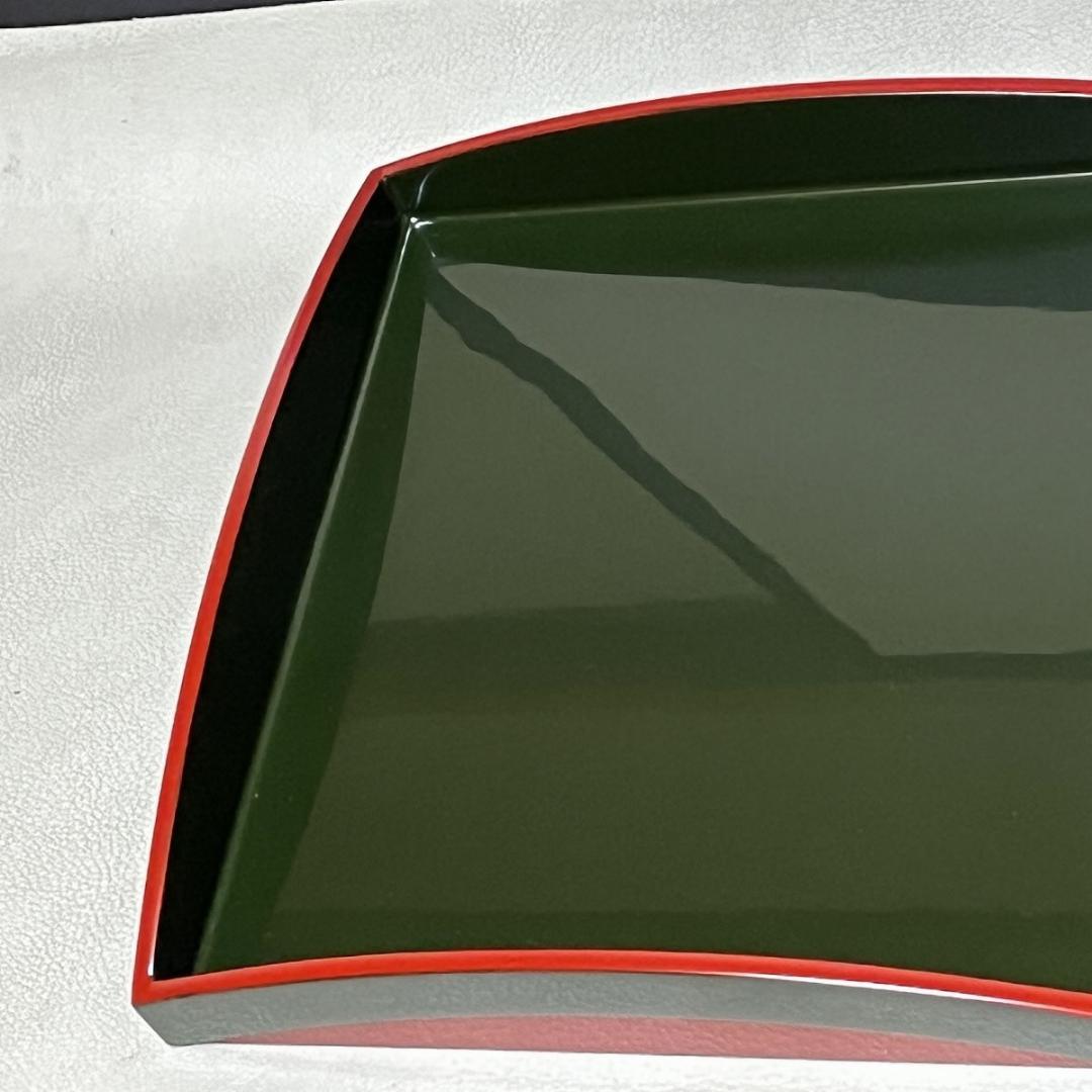 四方盆 久世宗春 青漆 山道形 共箱 茶道具 【k3654】