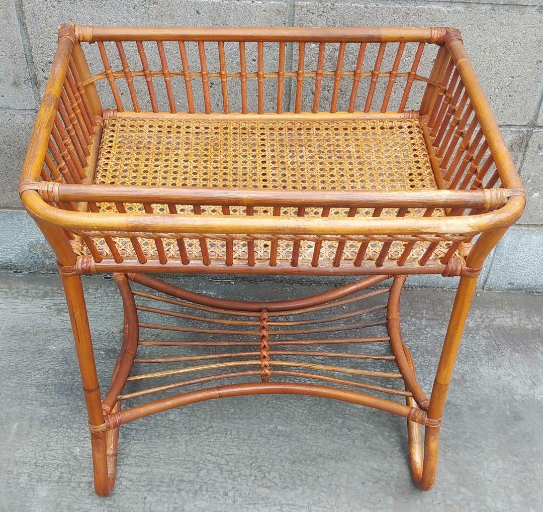 M*l様 ヴィンテージラック アンティーク ラタン ランドリーラック 脱衣籠 レ