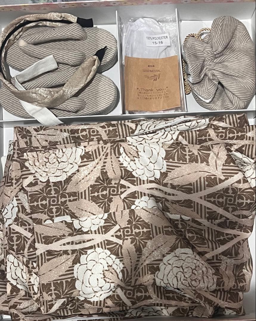 七五三 3歳 女の子 被布エプロンセット ブラウン くすみカラー ボタニカル