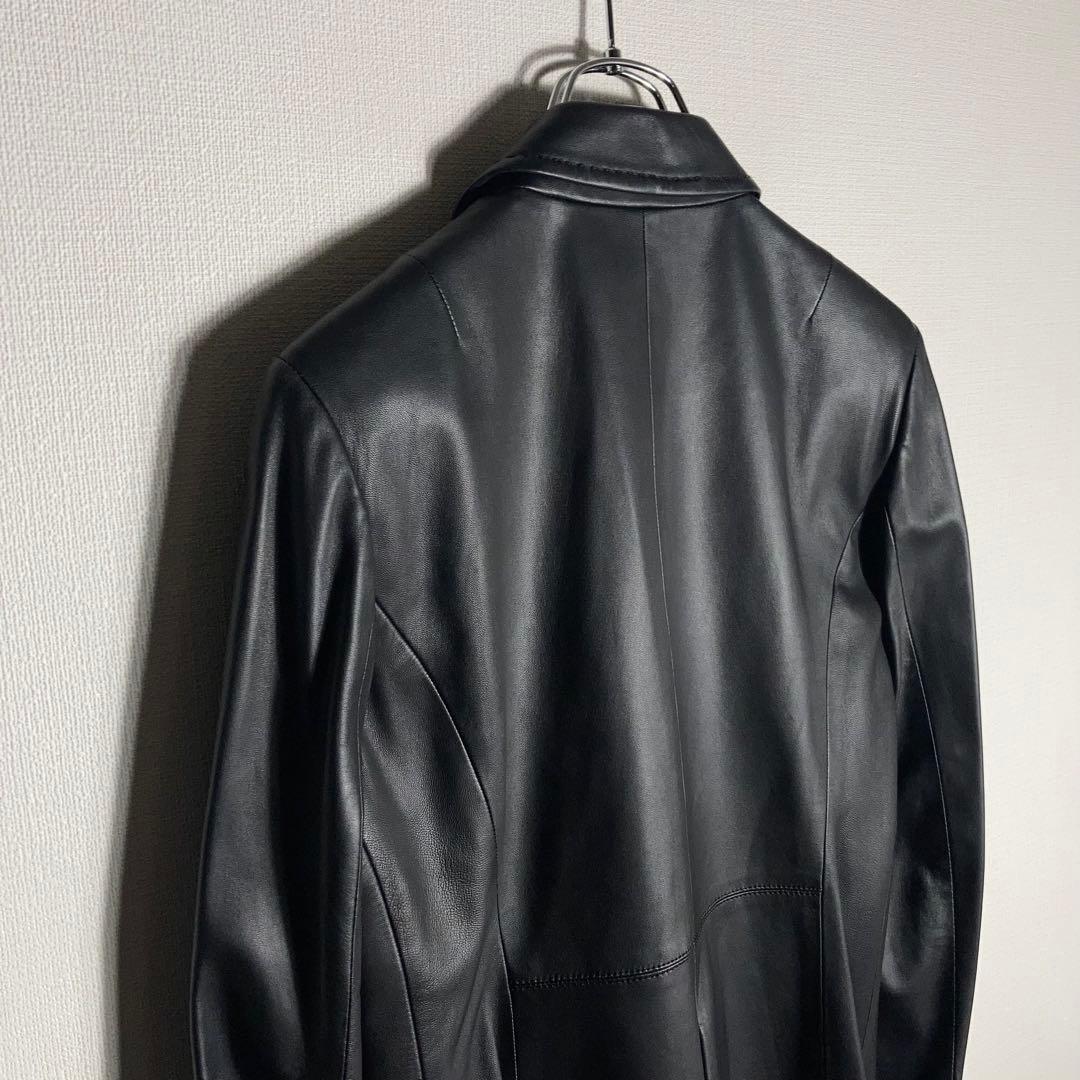 BURBERRY LONDON レザージャケット ラムレザー ノバチェック 黒.