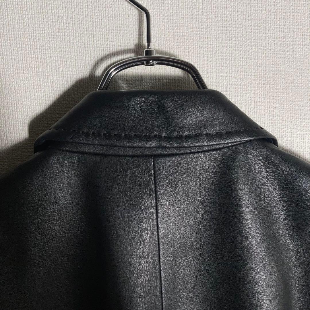 BURBERRY LONDON レザージャケット ラムレザー ノバチェック 黒.