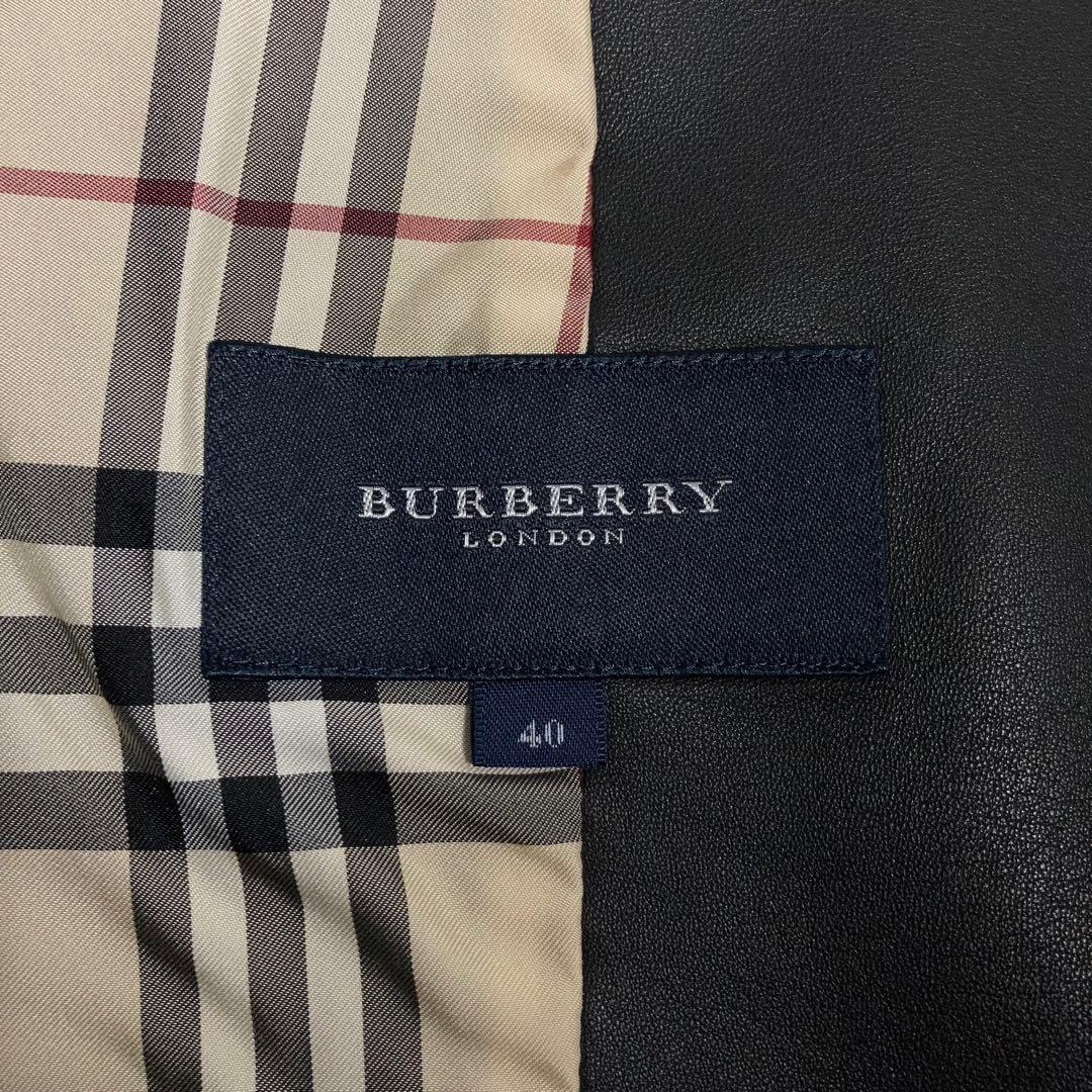 BURBERRY LONDON レザージャケット ラムレザー ノバチェック 黒.