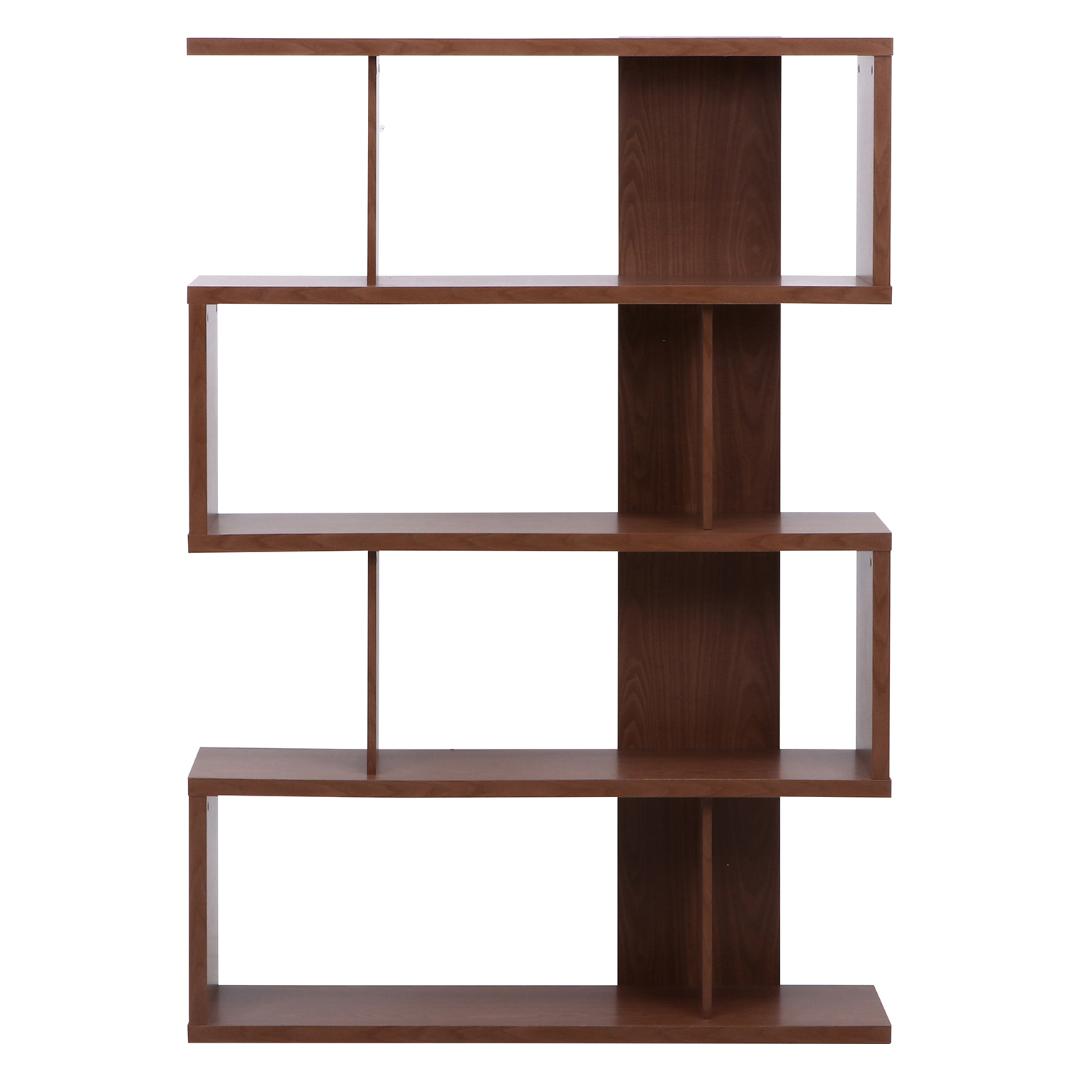 縦横可能 S型ディスプレイラック/収納棚 4段 ミディアムブラウン