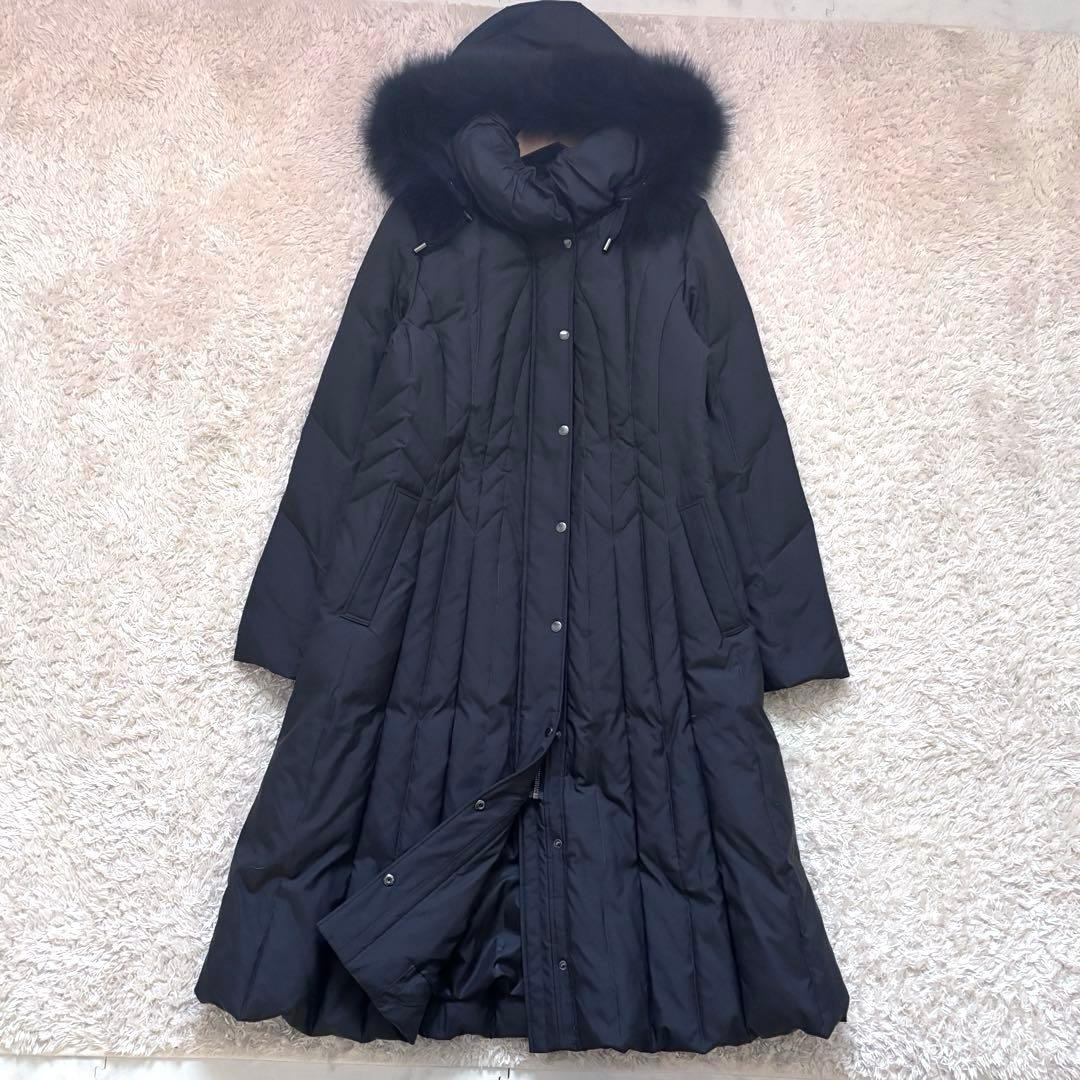 新品同様✨ カオリーヌ ロングダウンコート 高級 フォックスファー フード L