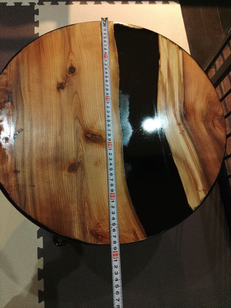 杉とブラックレジンの折り畳みローテーブル