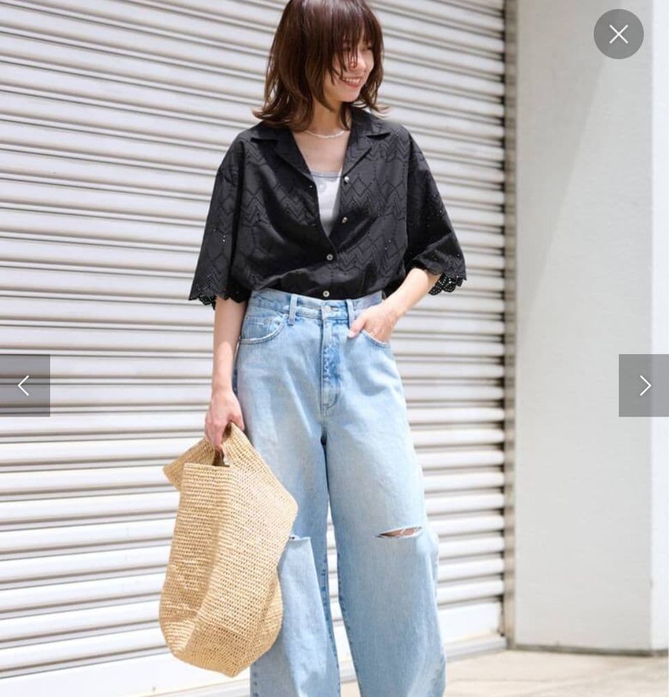 JOURNAL STANDARD コットンカットワーク刺繍開襟シャツ