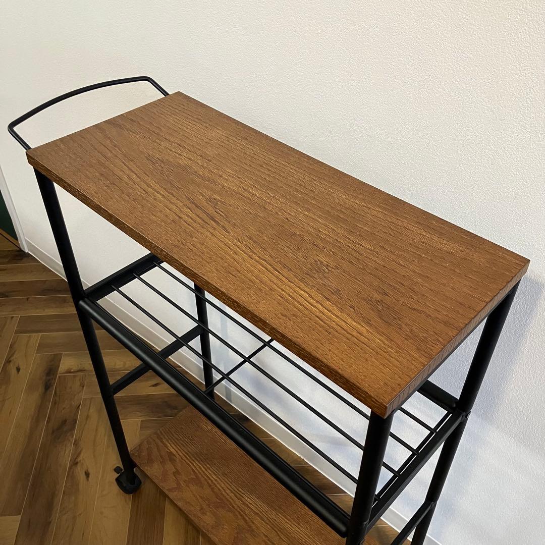 キッチンワゴン スリム アンティーク加工 木製 アイアン