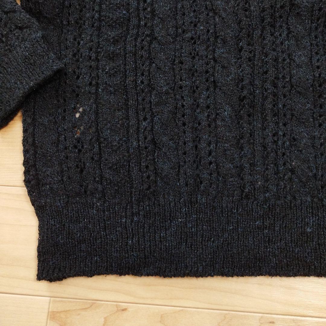 【121】45R シェットランドケーブル　鍵編み　セーター