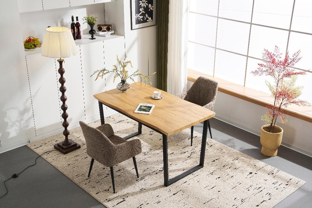 【オーク】ダイニングテーブル 食卓 2・4人用 幅140cm 組立非常に簡単