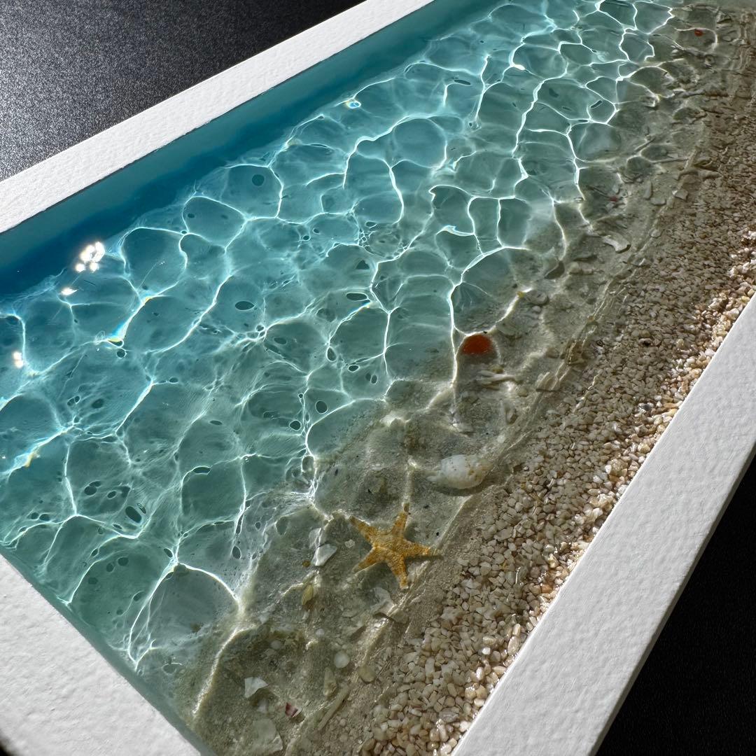 レジンアートオーシャンアート キラキラ波紋 沖縄 海15cmx30cm×2cm