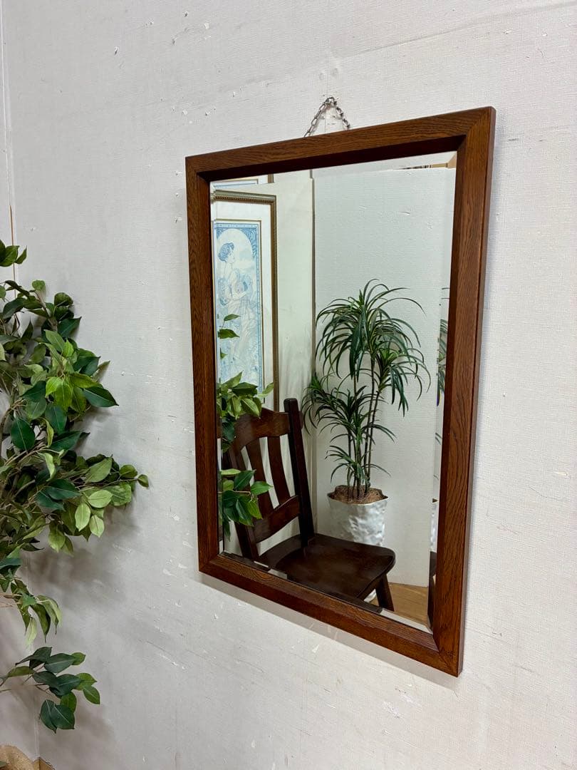 管343☆英国製☆アンティーク☆オーク☆クラシックミラー☆壁掛け鏡