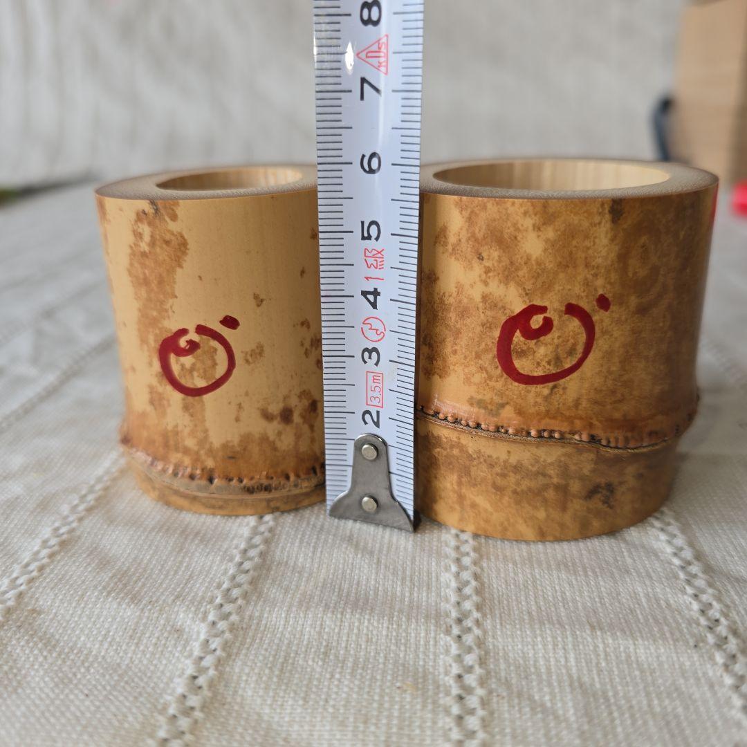 竹蓋置 一双 高野 宗陵作 共箱つき