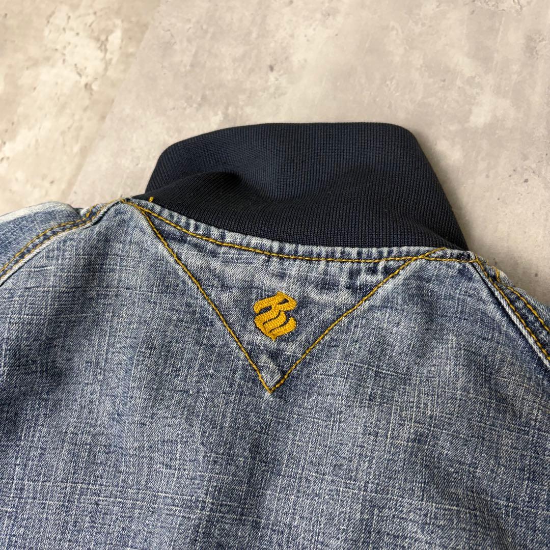 ROCA WEAR 刺繍ロゴ デニム トラックジャケット ブルゾン L ブルー