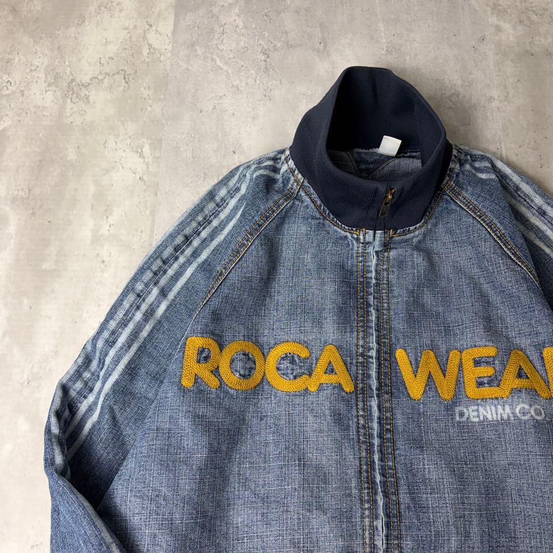 ROCA WEAR 刺繍ロゴ デニム トラックジャケット ブルゾン L ブルー