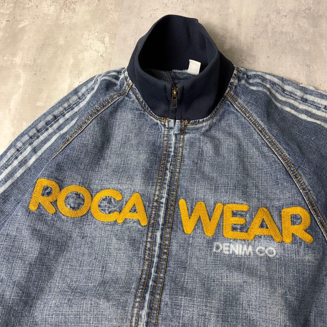 ROCA WEAR 刺繍ロゴ デニム トラックジャケット ブルゾン L ブルー