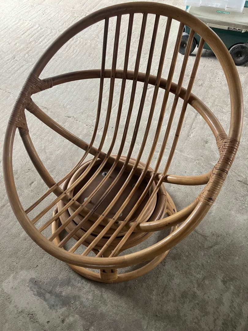 レトロ　アンティーク　ヴィンテージ　ラタン　エッグチェア　籐