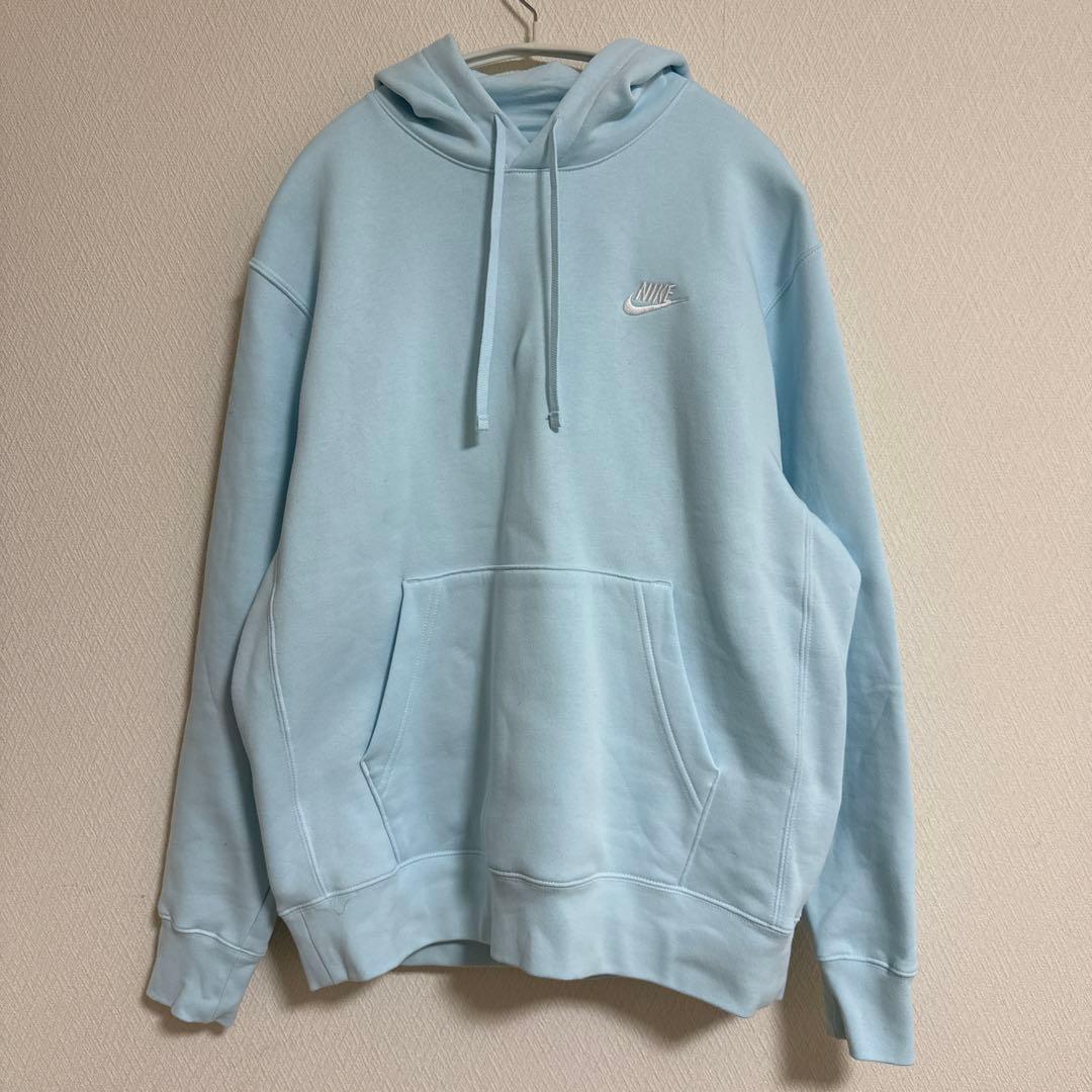 NIKE pullover hoodie パーカー　ライトブルー L
