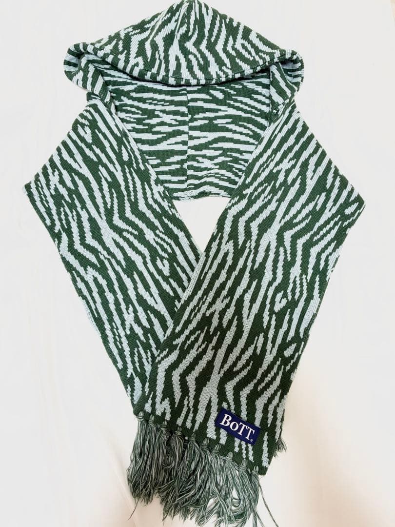 BoTTボットフードマフラーZebra Hood Scarf greenグリーン