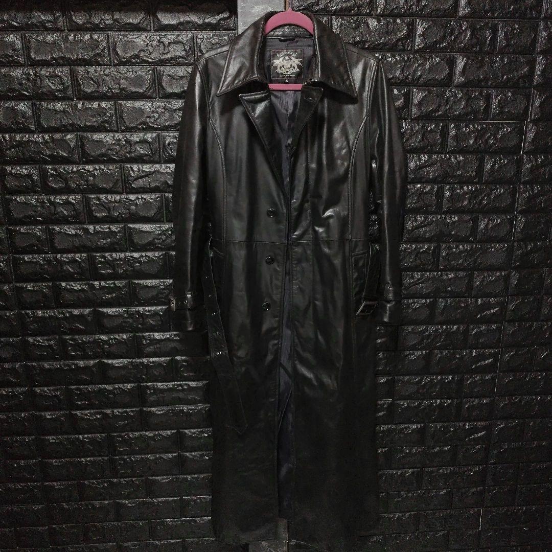 か*き様 美品希少　トルネードマート　黒レザー（牛革）スーパーロング丈　１３０c