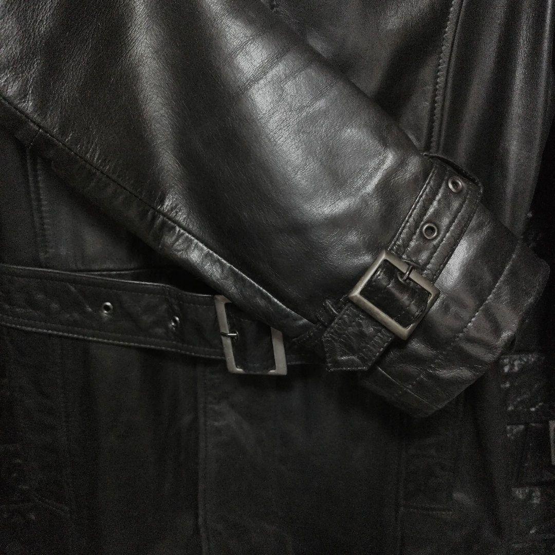 か*き様 美品希少　トルネードマート　黒レザー（牛革）スーパーロング丈　１３０c