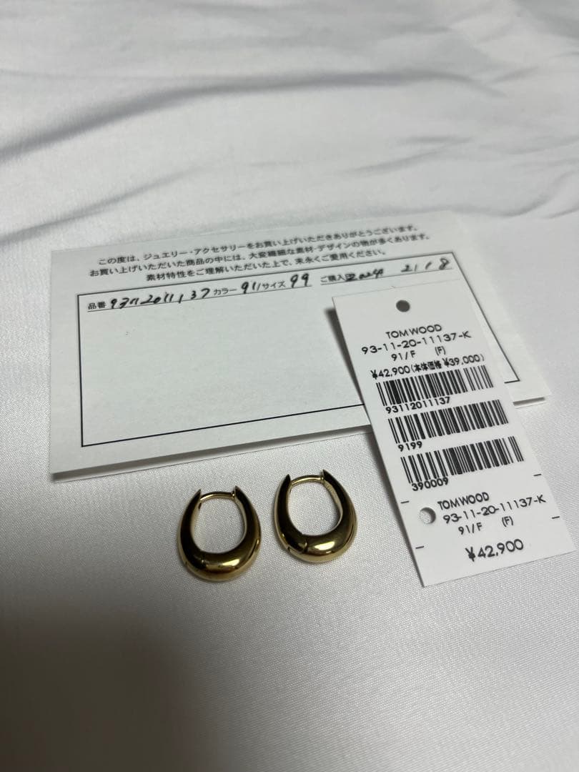 TOMWOOD ピアス　ゴールド