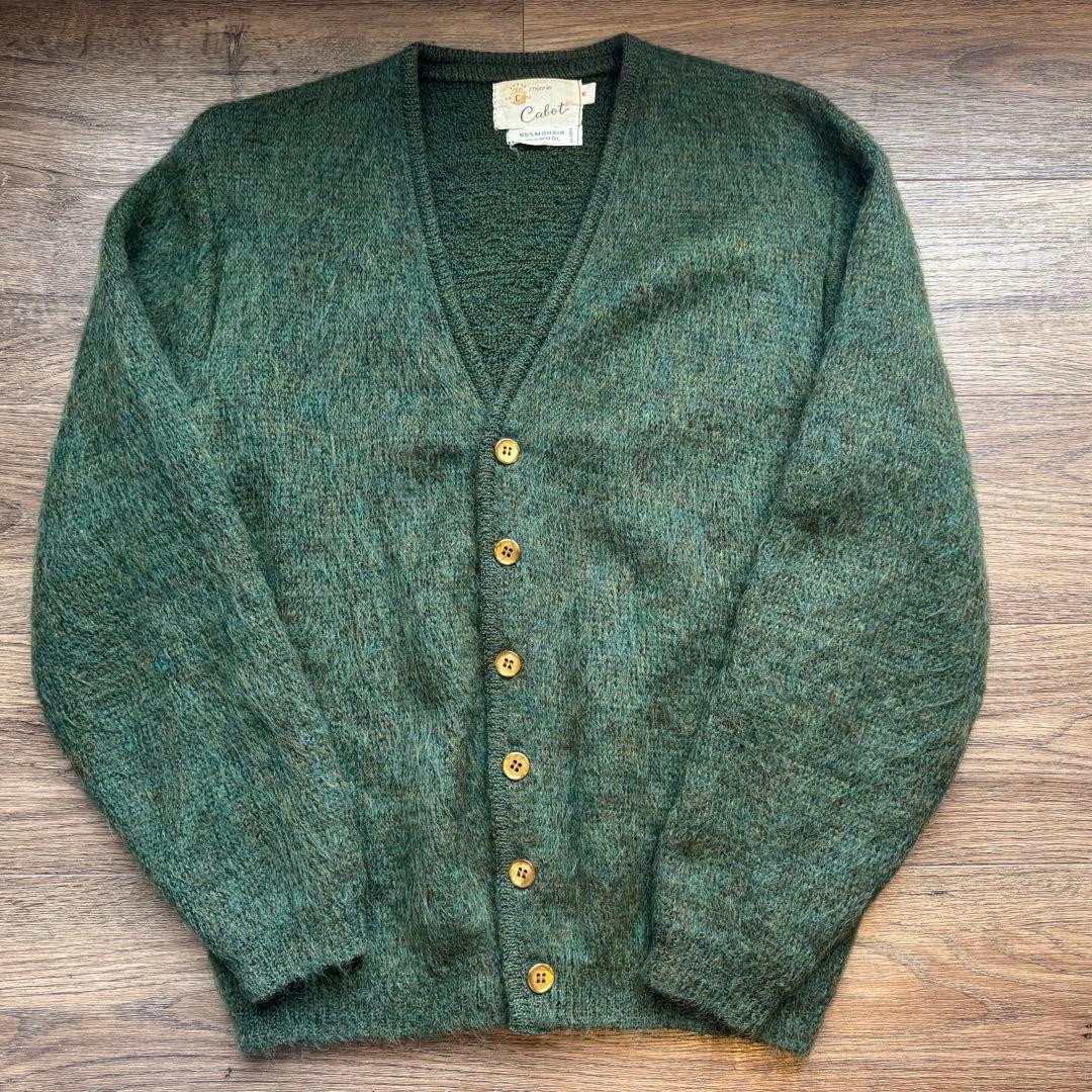 50s〜60s モヘアカーディガン グリーン メランジ 毛足長