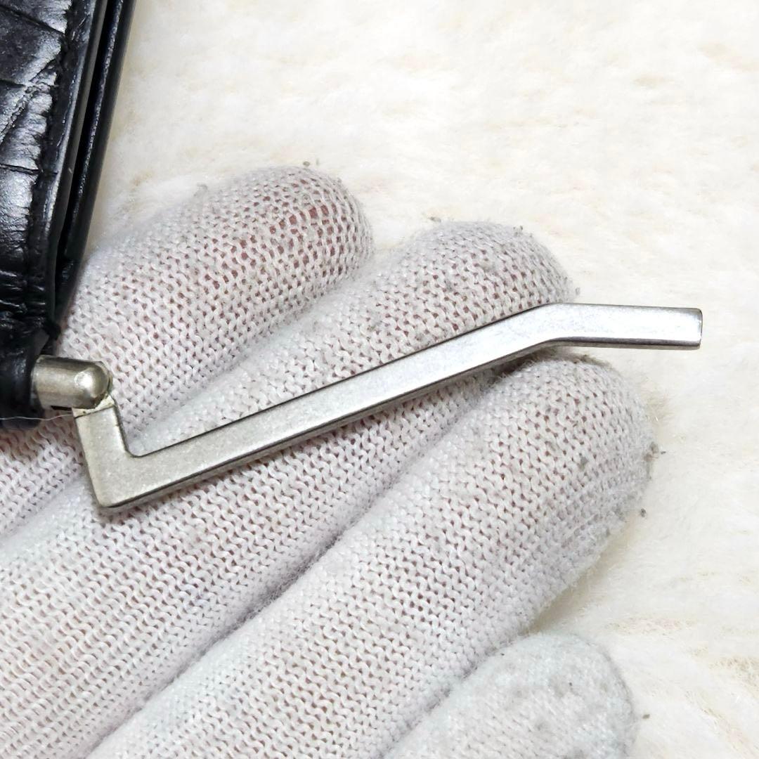 ✨美品✨サンローラン　マネークリップ　クロコ　ブラック　レザー　黒　札入れ