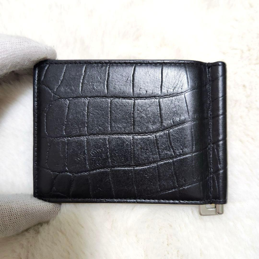 ✨美品✨サンローラン　マネークリップ　クロコ　ブラック　レザー　黒　札入れ