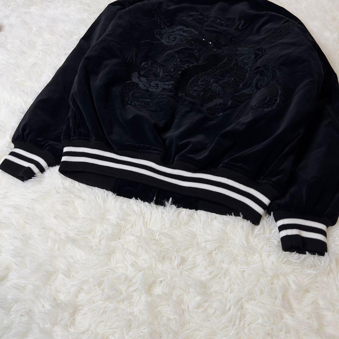 未使用 3L hoshihime 星姫 別珍 ベロアスカジャン 双龍 ブラック