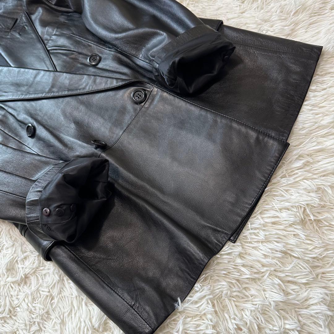 値下げ 大きい ウィンドアーマー イタリア 羊革 レザー ジャケット 裏地 ロゴ
