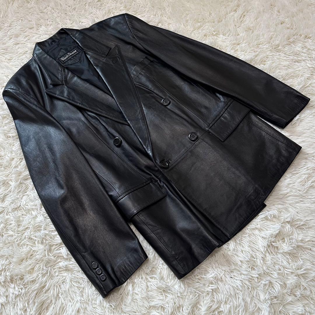 値下げ 大きい ウィンドアーマー イタリア 羊革 レザー ジャケット 裏地 ロゴ