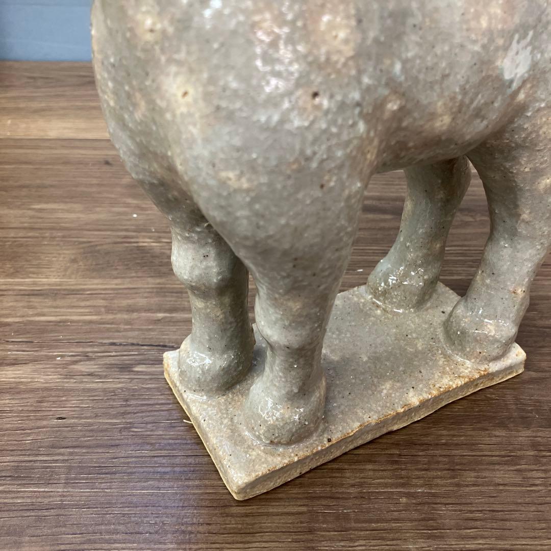 3F 馬 置物 陶器 骨董 干支 午 共箱付き 馬 陶器 オブジェ アンティーク