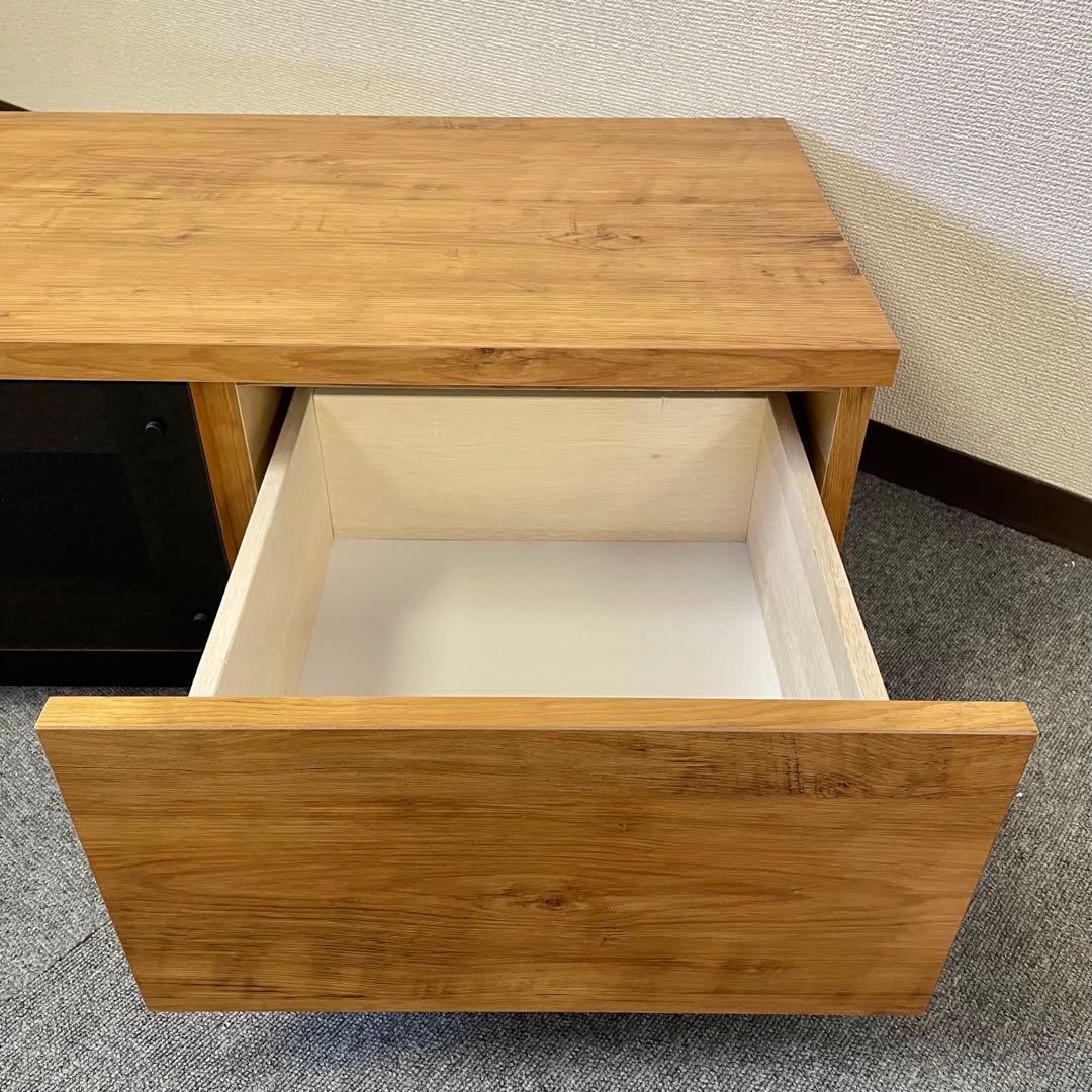 【美品】テレビ台 ローボード ヴィンテージ調 ダークガラス扉 日本製F