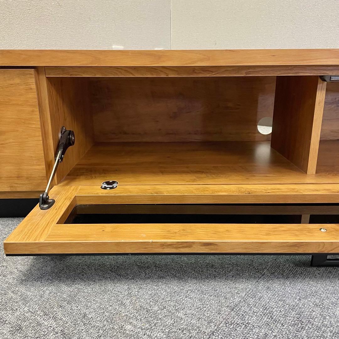 【美品】テレビ台 ローボード ヴィンテージ調 ダークガラス扉 日本製F