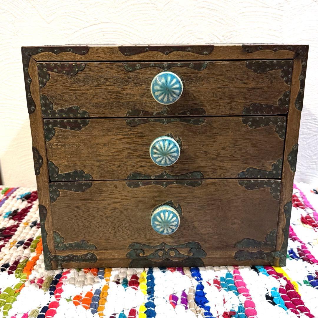 銅巻　小引き出し　ミニチェスト　古道具　アンティーク　ヴィンテージ