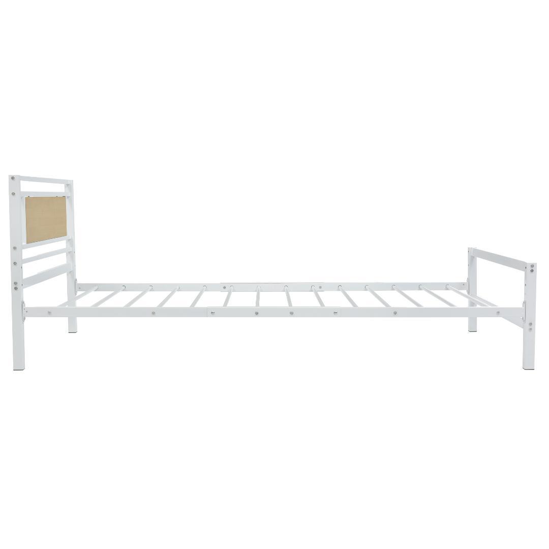 【新作】【ホワイト】パイプベッド シングル ベッド 宮 三段階高さ調整可スチール