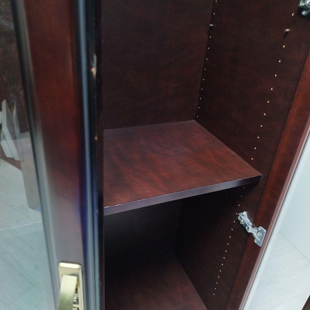 ダークブラウン本棚 ガラス扉付き 5段 書棚 飾棚