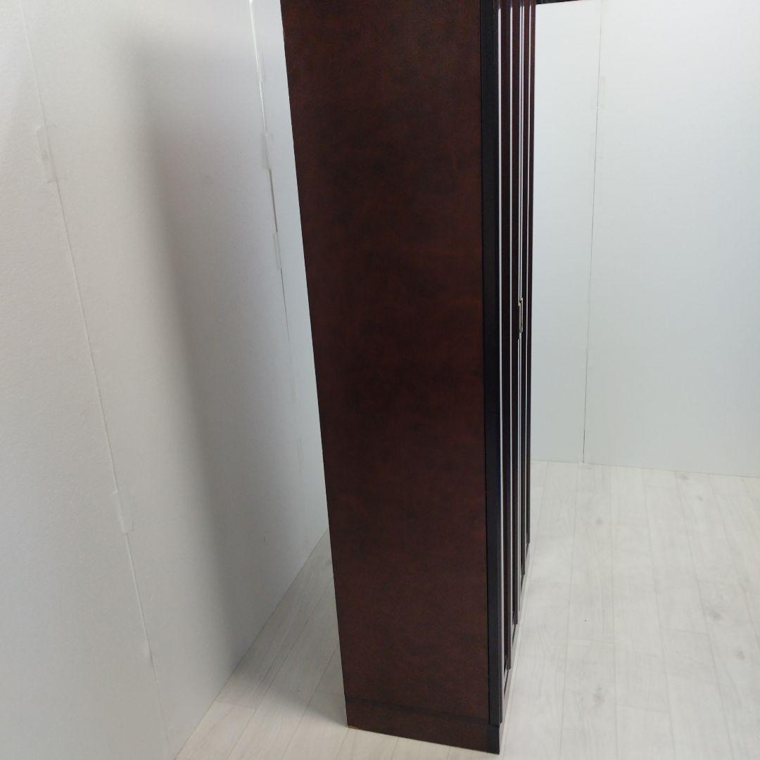 ダークブラウン本棚 ガラス扉付き 5段 書棚 飾棚